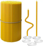 200pcs Tall Thin Taper Candles + 5 Premium Holder BlueBee Pure Beeswax Candles Bulk, Honey Scented