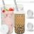 4-Sets Glass Bubble Tea Cups with Mason Jar Lids, Straws, 22oz