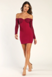 Women’s Bound to be Bold Magenta Off-the-Shoulder Bustier Bodycon Dress