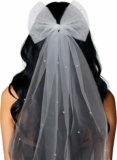 Bridal Hair Pearl Bow Veil Clip – Bachelorette Party