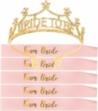 Set of 6 Bachelorette Party Sash & Bride to Be Crown Set