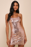 Bring It Rose Gold Sequin Bodycon Mini Dress