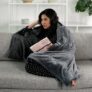 Brookstone Heated Cozy Throw Tartan Plaid Decorative Throw Blanket Auto Shutoff