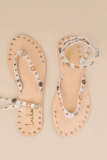 Women’s Brydone Bone Studded Ankle Strap Flat Thong Sandals