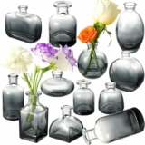 12-Pack Black Clear Glass Bud Vases