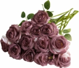 12-Pcs Burgundy Artificial Roses