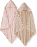 2-Pack Burt’s Bees Baby Hooded Towels, Absorbent Knit Terry, Super Soft Single Ply, 100% Organic Cotton