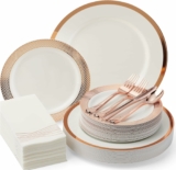 175 Pcs Rose Gold Dinnerware Set for 25 Guests