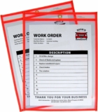 15-Count C-Line Neon Stitched Shop Ticket Holders, Both Sides Clear, 9 x 12 Inches