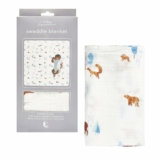 C.R. Gibson BLAN-22580 Woodland Animals 100% Cotton Muslin Gender Neutral Swaddle Blanket for Newborns,