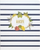 C.R. Gibson Blue and White Striped Floral Spiral Recipe Journal, 100 Pages
