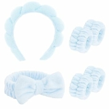 6-Pc Spa Set (Bubble Headband, Bow Headband, & 4 Wristbands Set)
