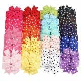 40Pcs 3 Inch Boutique Grosgrain Ribbon Pinwheel Hair Bows Alligator Clips