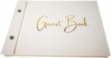 White Wedding Guest Book with Acrylic Cove