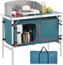 Portable Camping Kitchen Table with Draught Board, Aluminum Composite, with Storage Bag