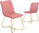 2-Pack 18Inch Upholstered Dining Chair with Polished Gold Metal Frame