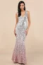 Cecina Silver Ombre Sequin Sleeveless Maxi Dress