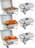 6-Pack Stainless Steel Chafing Dish Buffet with Water Pan, 8-Qt