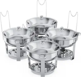 Set of 4 Complete Stainless Steel Chaffe Buffet Set with Glass Lids