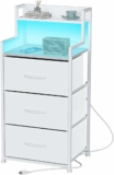Tall Nightstand with Light and Charging Station