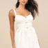 Women’s Pristinely Pretty White Jacquard Cutout Bow Mini Dress