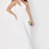 Women’s Effortless Sweetness White Ruched Lace-Up Tiered Midi Dress