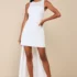 Adena White Jacquard Strapless Bustier Midi Dress