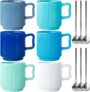 6-Count Glass Coffee Mugs with Handle + 6-Count Spoons