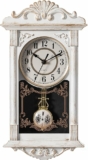 Clockswise Vintage Grandfather-Style Wall Clock with Wood-Effect Plastic Pendulum, Battery-Operated