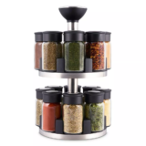 Cole & Mason Brixham 16 Jar Round Stainless Steel Spice Rack