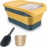 Collapsible 13LB Dog Food Storage Container with Transparent Sliding Lid, Scoop, & Measuring Cup