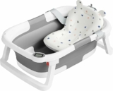 Collapsible Baby Bathtub,Baby Bath Tub with Soft Cushion & Thermometer