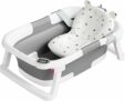 Collapsible Baby Bathtub,Baby Bath Tub with Soft Cushion & Thermometer