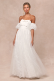 Women’s Complete Romantic White Lace Off-the-Shoulder Bow Maxi Dress