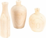 Set of 3 Creative Co-Op Paulownia Wood Vases