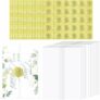 100 Sets Pre Folded Vellum Jackets for Invitation Cards Set (100-Ct Vellum Jackets and 350-Ct Gold Eucalyptus Branch Stickers)