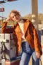 Women’s Curated Cool Rust Orange Corduroy Moto Jacket