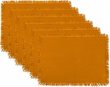 6-Pack DII Everyday Collection, Fringed Solid Tabletop, Placemat Set, Pumpkin Spice