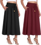 Womens High Waisted A-Line Maxi Skirt with Pocket