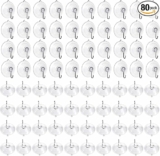 80Packs Small Suction Cups with Hooks, 1.77 Inches