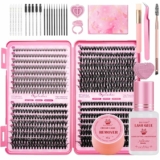 DIY Lash Clusters Kit 2 Weeks Lasting Strong Hold Fluffy Lash Extension Kit with Tweezers Remover Eyelash Adhesive