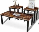 Set of 3 Faux Marble Coffee Table