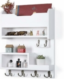 Wall Mount Mail Organizer w/ Key Holder & 6 Hooks