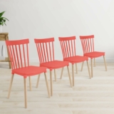 4-Pack Armless Modern Plastic Chairs with Wood Legs