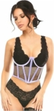 Daisy corsets womens Lavish Lavender Holo & Fishnet Underwire Waist Cincher Corset