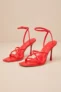 D’Amelio Footwear Women’s Dalilah Coral Red Ankle Strap High Heel Sandals