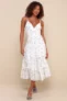 Women’s Darling Attraction Ivory Floral Embroidered Tiered Midi Dress