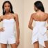 Women’s Admired Always White 3D Floral Lace-Up Bustier Midi Dress