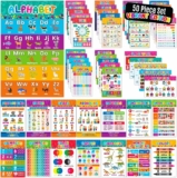 50-Count Vibrant Toddler Learning Posters