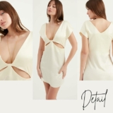 Women’s Deep V Neck Sleeveless Zippered Casual Mini Dress